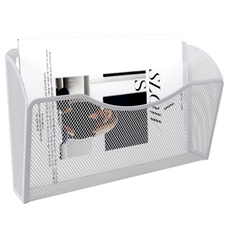 EasyPAG Single Pocket Wall File Organizer, Mesh Hanging File Folder Organizer for Letter/A4 Size Folders, Wall Mounted Vertical Mail Holder for Paperwork, Office, Home, School, White - Image 3