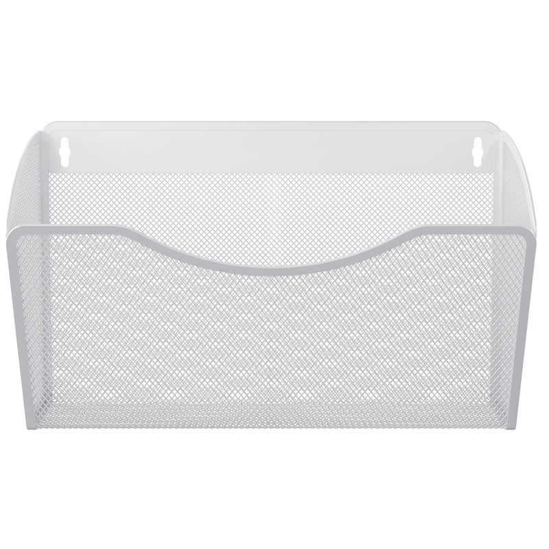 EasyPAG Single Pocket Wall File Organizer, Mesh Hanging File Folder Organizer for Letter/A4 Size Folders, Wall Mounted Vertical Mail Holder for Paperwork, Office, Home, School, White - Image 1