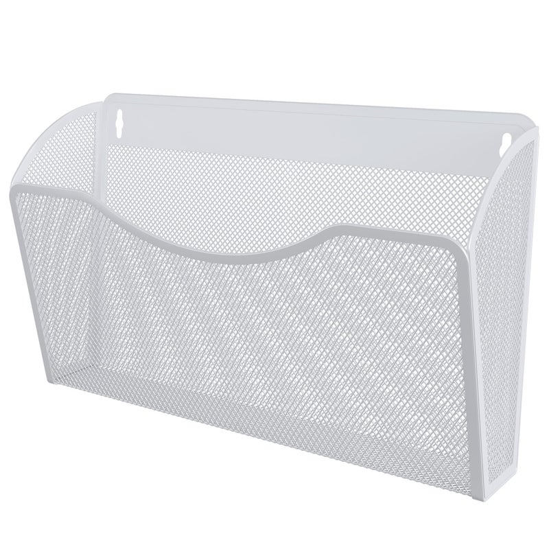 EasyPAG Single Pocket Wall File Organizer, Mesh Hanging File Folder Organizer for Letter/A4 Size Folders, Wall Mounted Vertical Mail Holder for Paperwork, Office, Home, School, White - Image 2