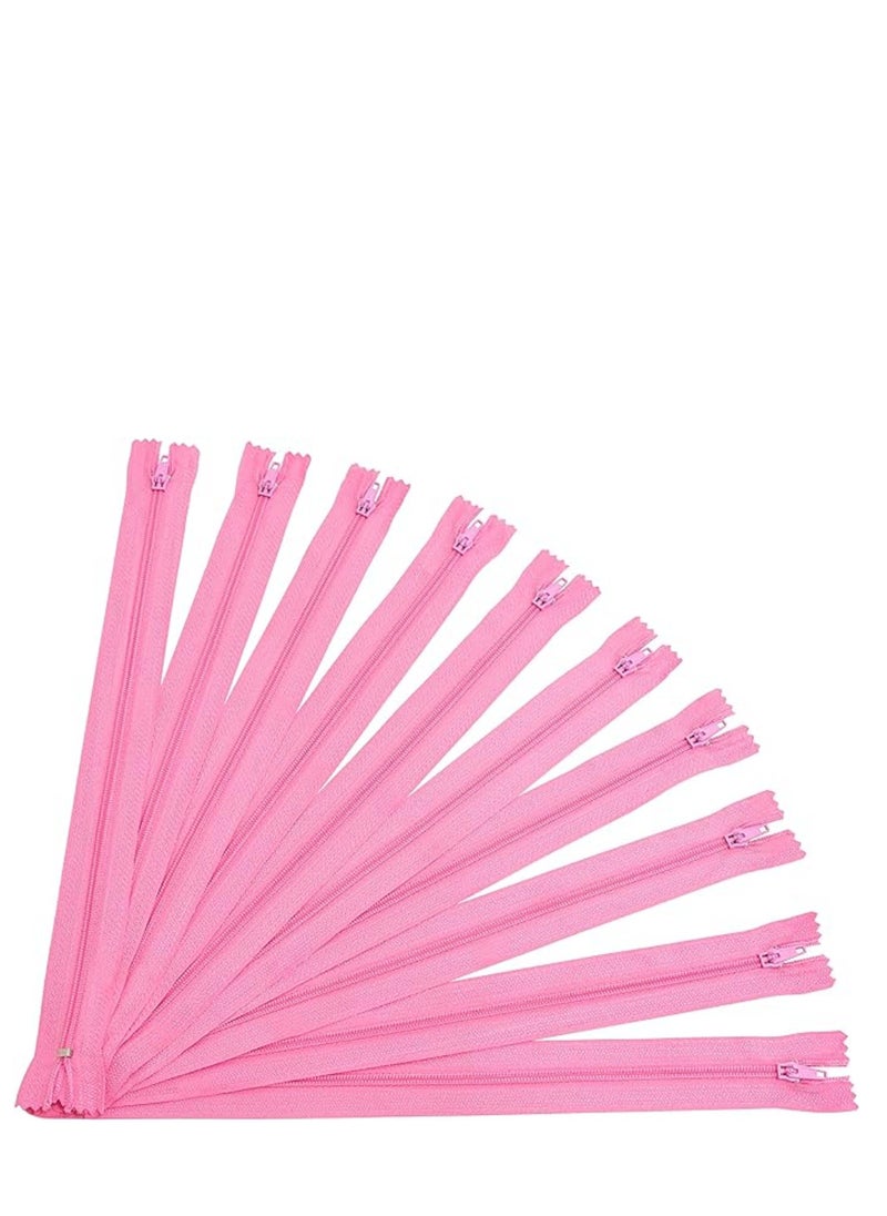 Generic Set of 10 Spiral Zippers N°3 Non Separable 25 cm Nylon Metal Self Locking Slider  Pink Sewing ClothesTrousers  - Image 2