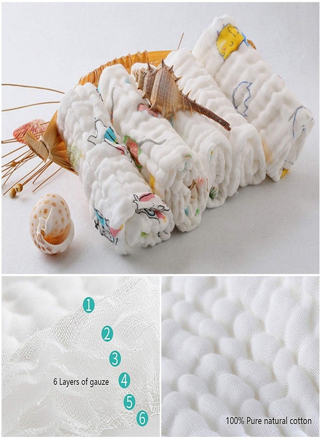Rachna 6‑Layer Muslin Cotton Baby Washcloth Set - 169B - Pack of 6, 25×25 cm | Ultra‑Soft, Highly Absorbent & Quick‑Dry Face & Burp Napkins for Newborns, Infants & Toddler Care - Image 5