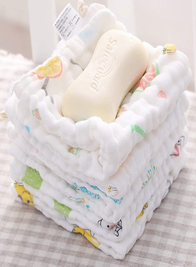 Rachna 6‑Layer Muslin Cotton Baby Washcloth Set - 169B - Pack of 6, 25×25 cm | Ultra‑Soft, Highly Absorbent & Quick‑Dry Face & Burp Napkins for Newborns, Infants & Toddler Care - Image 3
