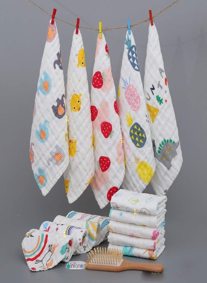 Rachna 6‑Layer Muslin Cotton Baby Washcloth Set - 169B - Pack of 6, 25×25 cm | Ultra‑Soft, Highly Absorbent & Quick‑Dry Face & Burp Napkins for Newborns, Infants & Toddler Care - Image 2