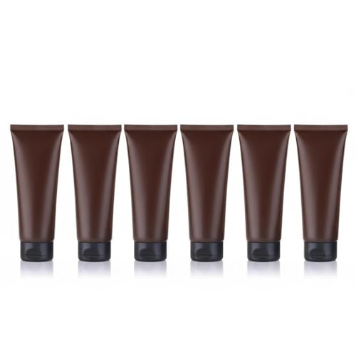 SYBL 6 Pack 3.38oz/100ml Refillable Empty Plastic Squeeze Soft Tubes Bottle with Flip Cap Bottle Container for Cosmetic Cream Lotion Shampoo Travel (Amber) - Image 1