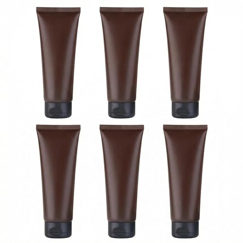 SYBL 6 Pack 3.38oz/100ml Refillable Empty Plastic Squeeze Soft Tubes Bottle with Flip Cap Bottle Container for Cosmetic Cream Lotion Shampoo Travel (Amber) - Image 3