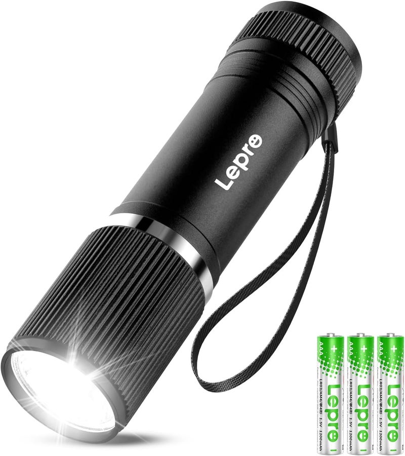 Lepro Compact LED Torch - Battery Powered, IPX4 Waterproof, Durable Aluminum Housing for Camping and Outdoor Use - Image 1