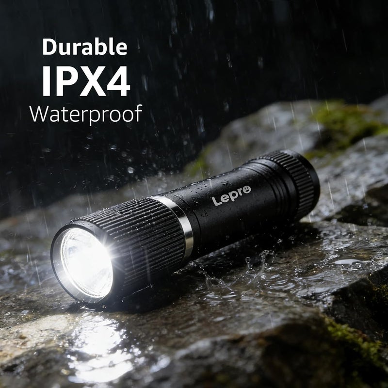 Lepro Compact LED Torch - Battery Powered, IPX4 Waterproof, Durable Aluminum Housing for Camping and Outdoor Use - Image 5
