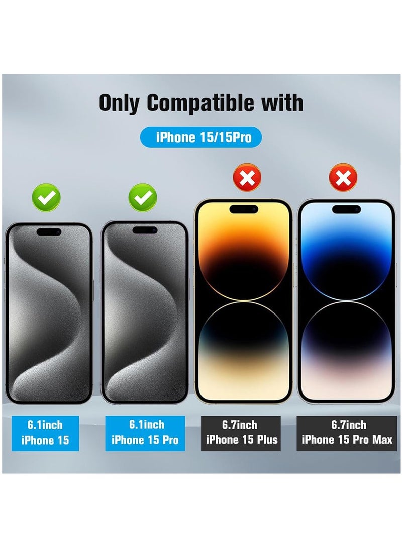 قطعتان من واقي شاشة الخصوصية لهاتف iPhone 15/iPhone15 Pro، طبقة من الزجاج المقوى مضادة للتجسس، صلابة 9H، مقاومة للخدش، تغطية كاملة - Image 3