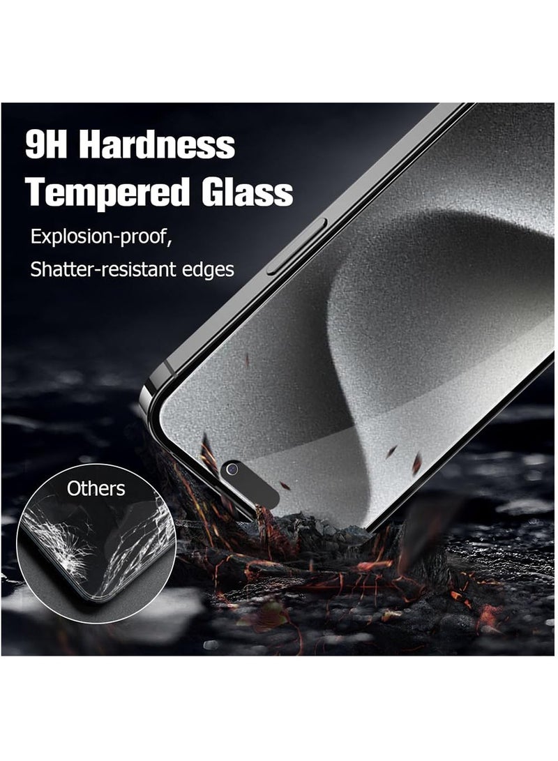 قطعتان من واقي شاشة الخصوصية لهاتف iPhone 15/iPhone15 Pro، طبقة من الزجاج المقوى مضادة للتجسس، صلابة 9H، مقاومة للخدش، تغطية كاملة - Image 4