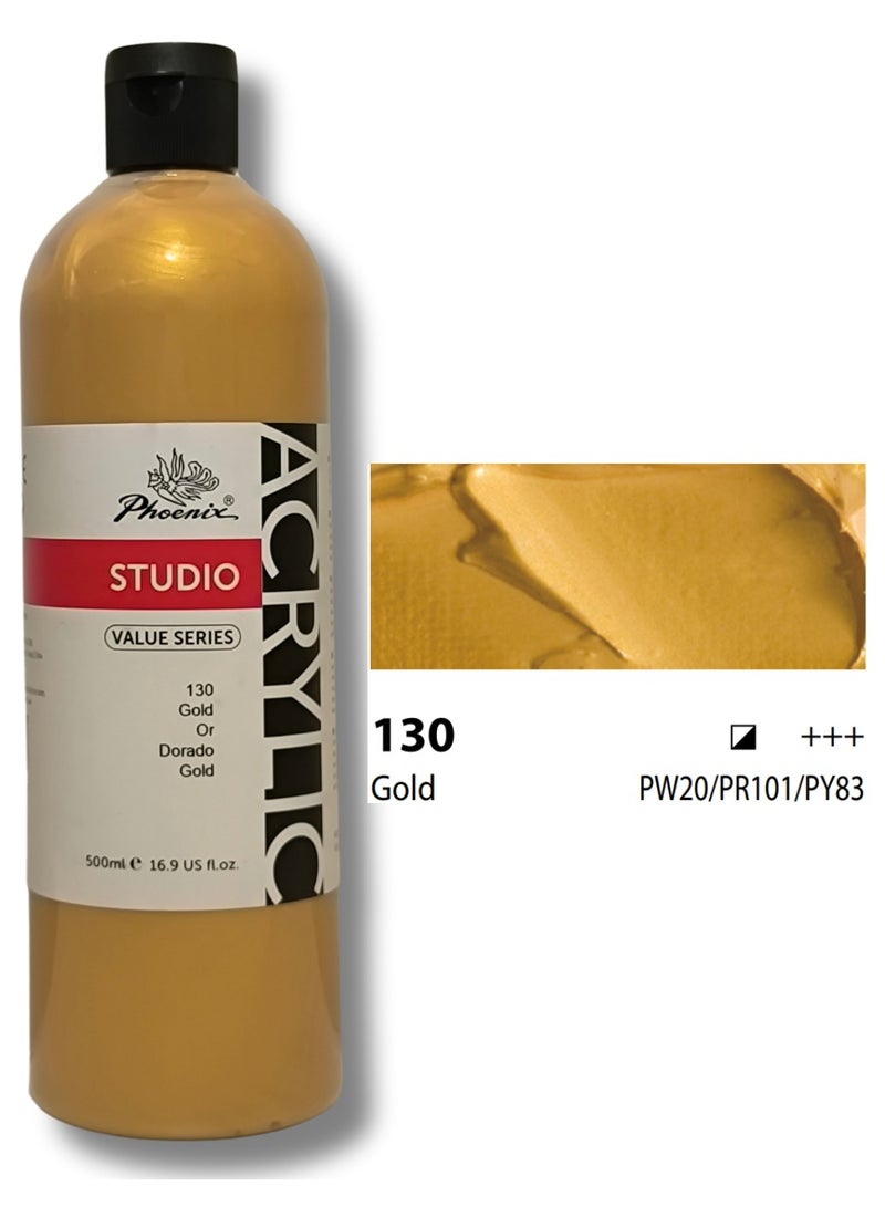 فينيكس ألوان أكريليك (ذهبي 130) حجم 500 مل