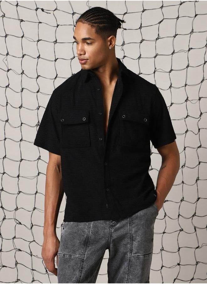 Hubberholme Black Shirt for Men, Stylish Casual Essential  - Image 1