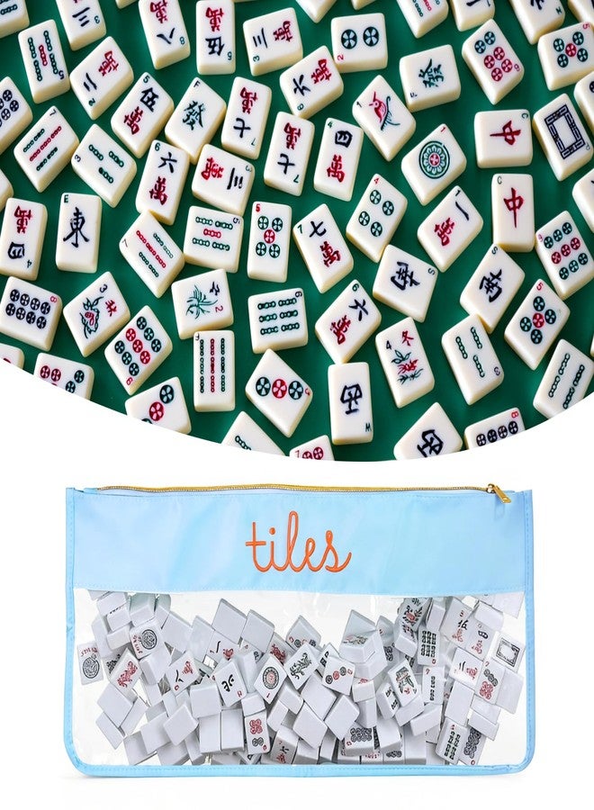 KIBBEH 1 Pack American Mahjong Tiles Bag, Empty Carry Case with Secure Zipper & Clear Letter Label, Fits 166 Tiles, Storage Bag Only, Blue(No Tiles Included) - Image 5