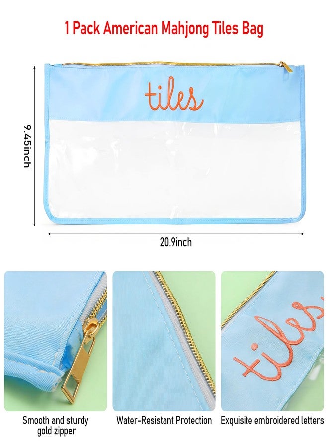 KIBBEH 1 Pack American Mahjong Tiles Bag, Empty Carry Case with Secure Zipper & Clear Letter Label, Fits 166 Tiles, Storage Bag Only, Blue(No Tiles Included) - Image 4