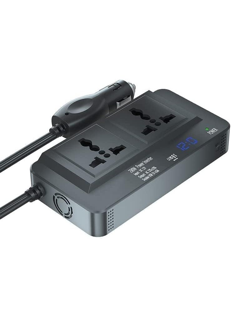 Pritzker 200W Car Power Inverter DC 12V to 220V AC, 4 USB Ports Charger  - Image 1