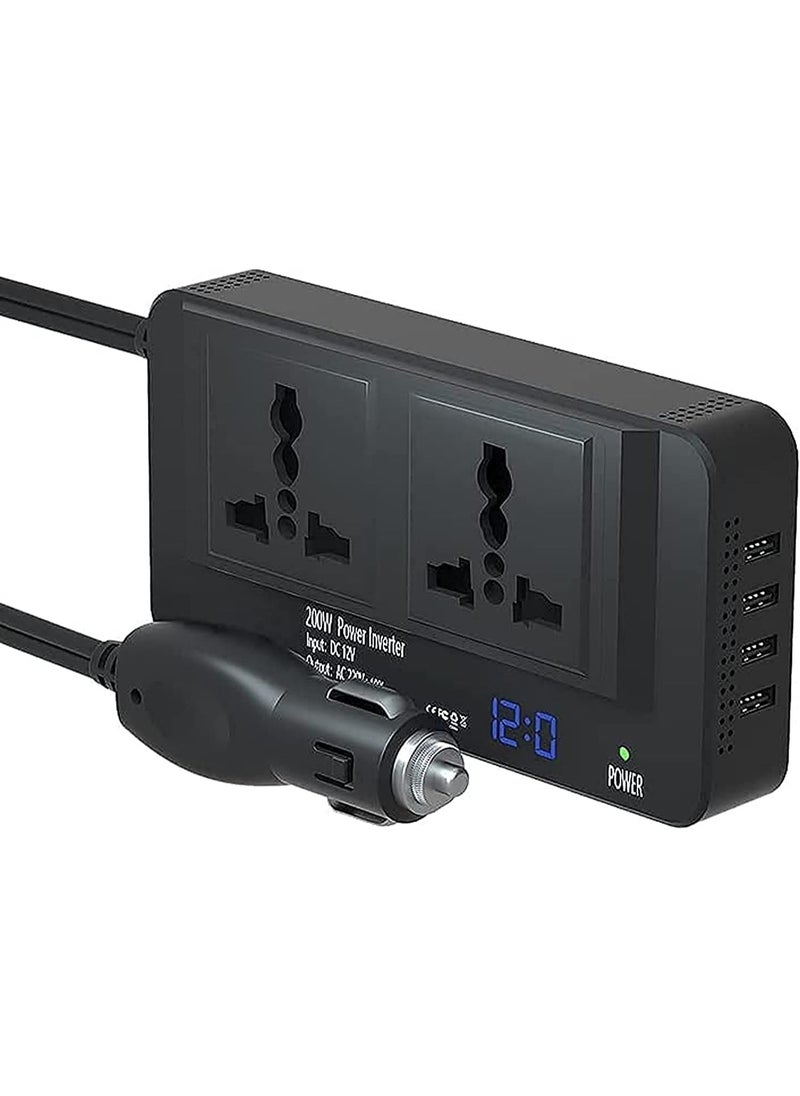 Pritzker 200W Car Power Inverter DC 12V to 220V AC, 4 USB Ports Charger  - Image 2