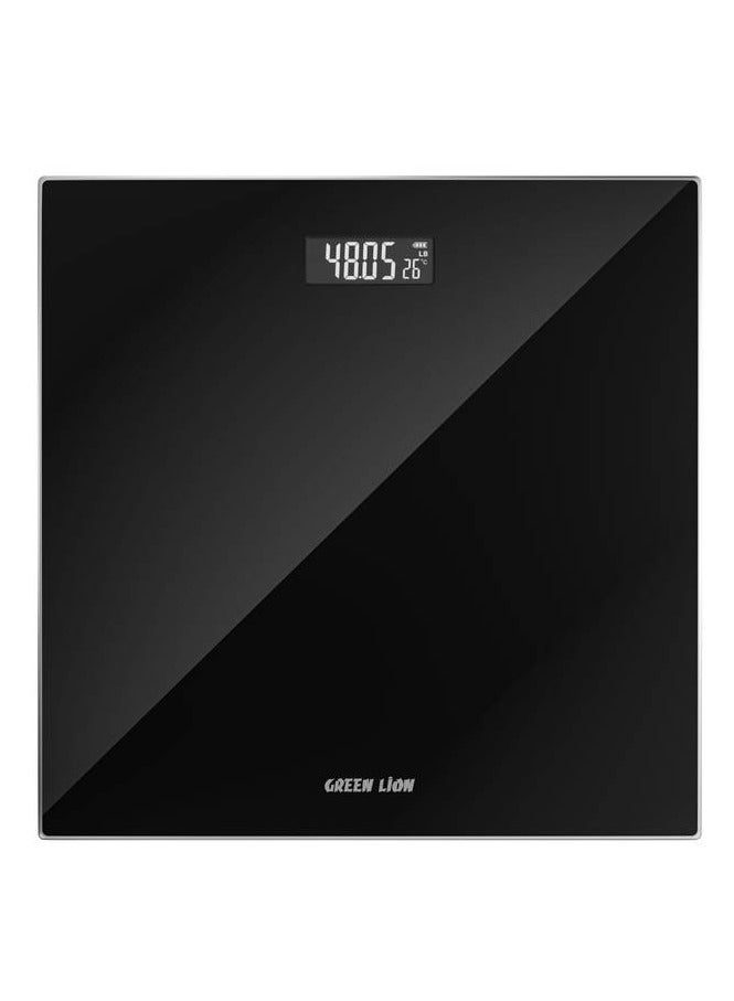 GREEN LION Digital Weight Scale / LCD Display / High Resistance Tempered Glass / Auto Power On & Off / Slim Profile / High Precision Sensor / Large Display / Step On / Overload Indicator - Black - Image 1