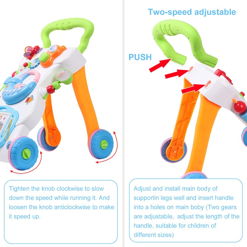 Cuterabit 2 in 1 Sit to Stand Baby Walker with Music and Light, Push Toys for Toddlers 1-3 for Learning to Walk, Baby Walking Toys 6 to 12 Months for Infants Babies Toddlers Boys Girls - Image 4