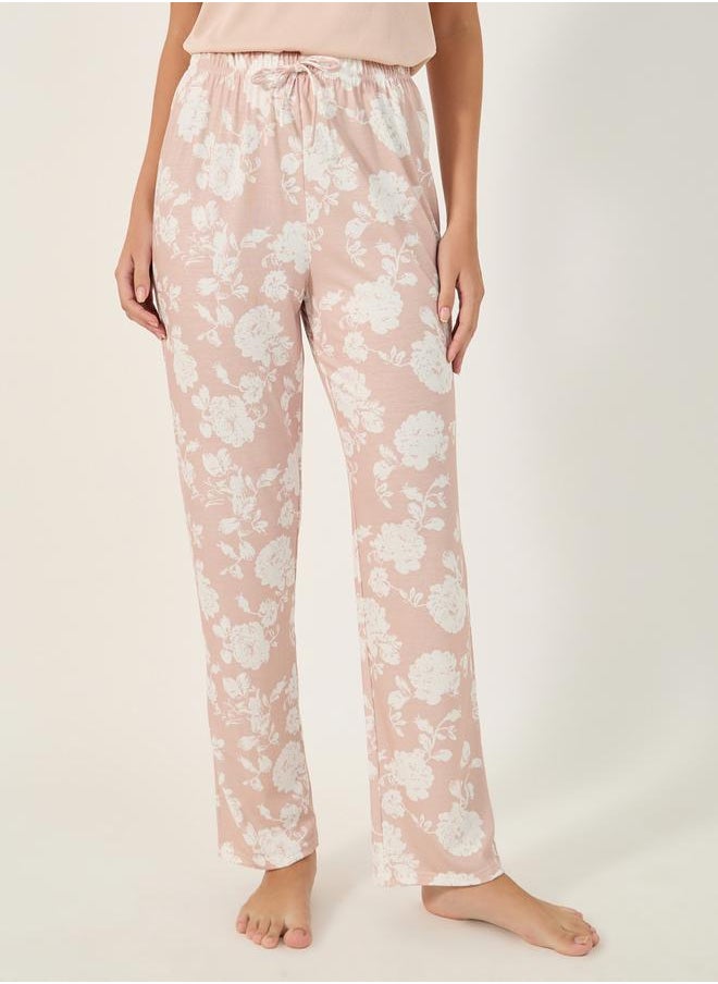 Styli - Ribbed Tank Top and Floral Print Pyjama Pants Set - Image 1