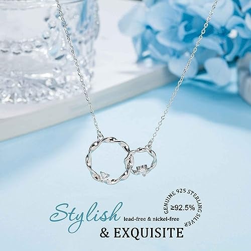AnalysisyLove Sister Gifts, Sterling Silver Interlocking 2 Circles Necklace for Big & Little Sisters, Sister Birthday Gifts from Sisters - Image 4