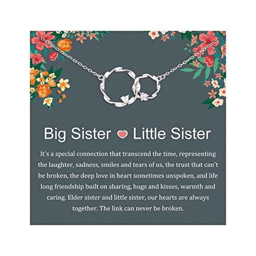 AnalysisyLove Sister Gifts, Sterling Silver Interlocking 2 Circles Necklace for Big & Little Sisters, Sister Birthday Gifts from Sisters - Image 1