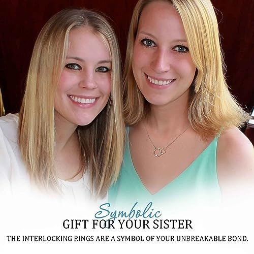 AnalysisyLove Sister Gifts, Sterling Silver Interlocking 2 Circles Necklace for Big & Little Sisters, Sister Birthday Gifts from Sisters - Image 3