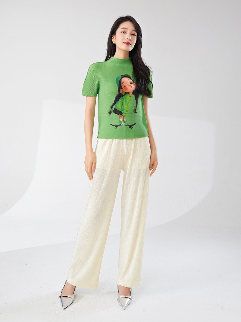 Miyake Short-Sleeved Women'S T-Shirt Tight Cartoon Animation High-End Elegant Slim Versatile Shirt Top - Image 4