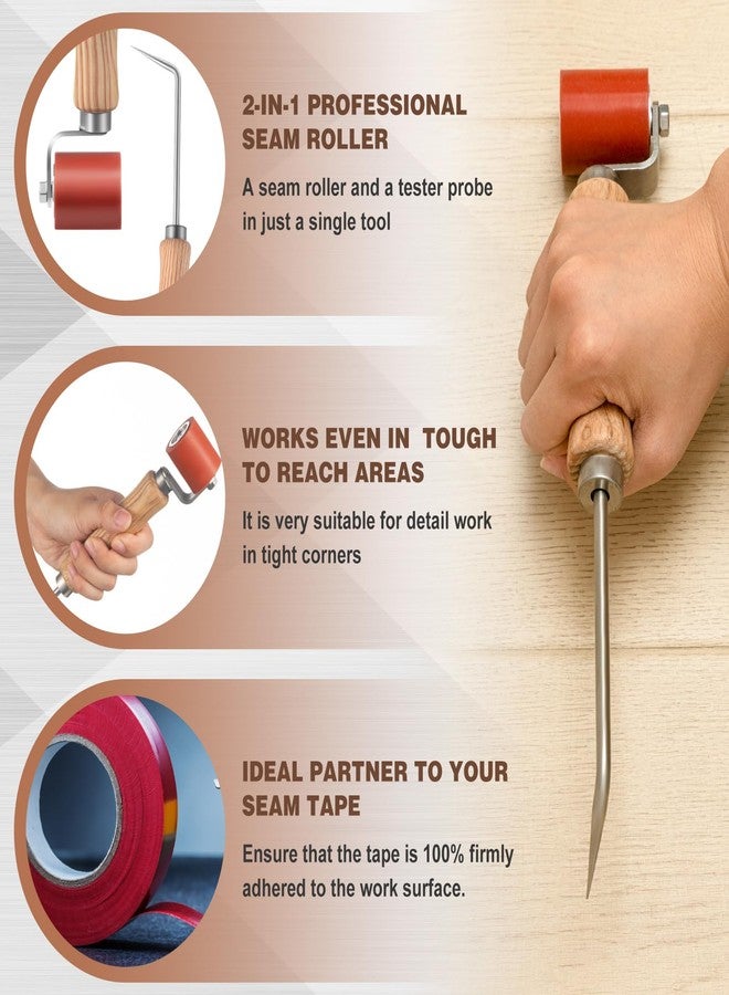 CraftyDream 2 Pcs Seam Roller with Seam Tester Probe 40mm Silicone Roofing Roller Smoothing Combo Tool for PVC/TPO/EPDM Woodworking Flooring Wallpaper Single Ply Roofing Tape Hot Air Tools - Image 3