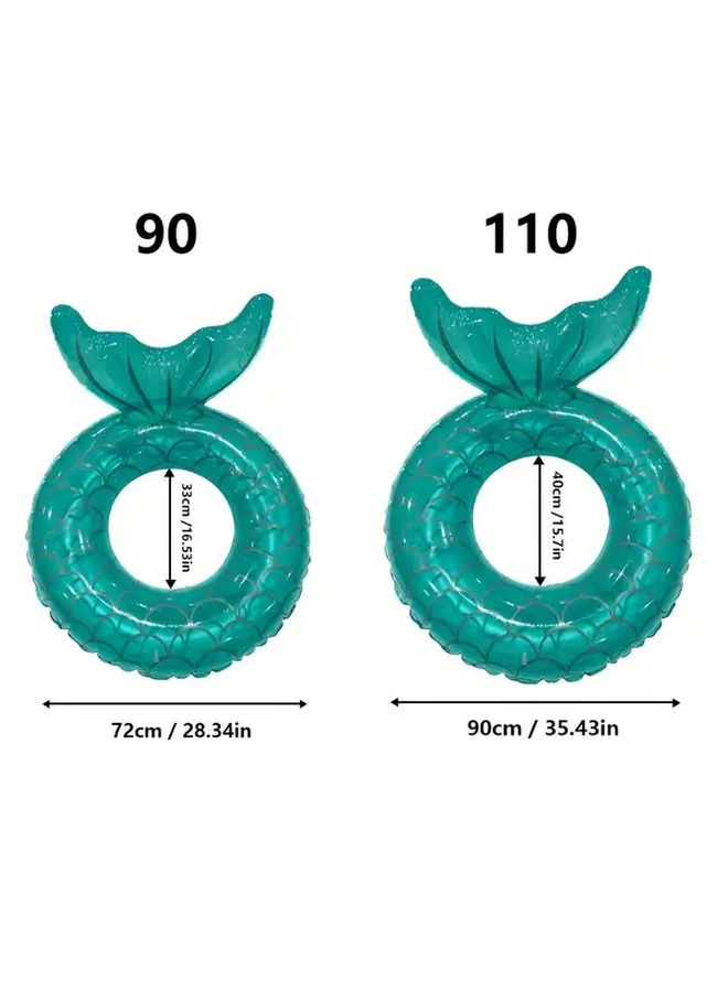 Pink Mermaid Swim Ring Inflatable Pool Float For Adults Quick Inflate Deflate Valve - Image 2