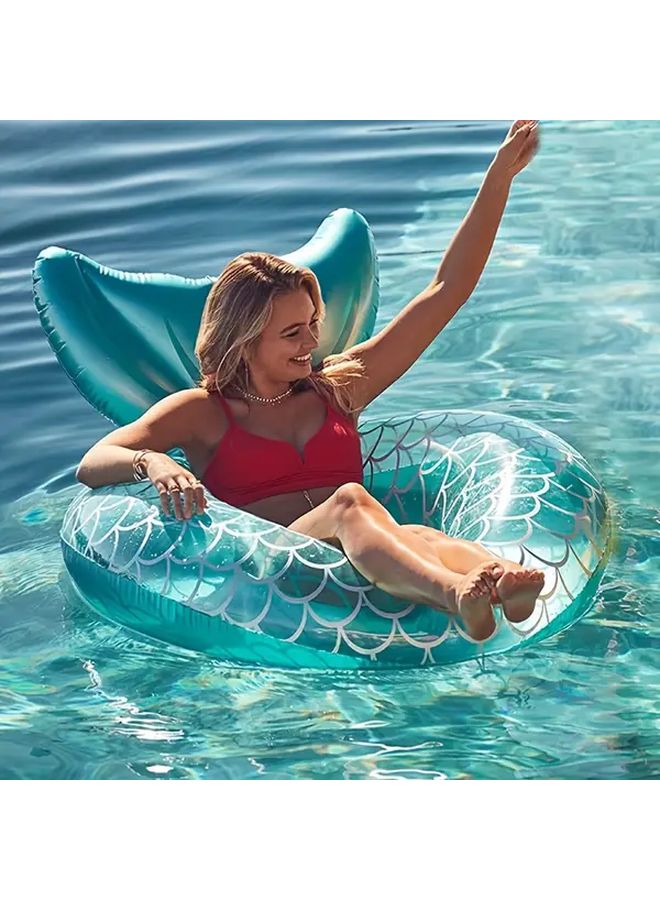 Pink Mermaid Swim Ring Inflatable Pool Float For Adults Quick Inflate Deflate Valve - Image 5