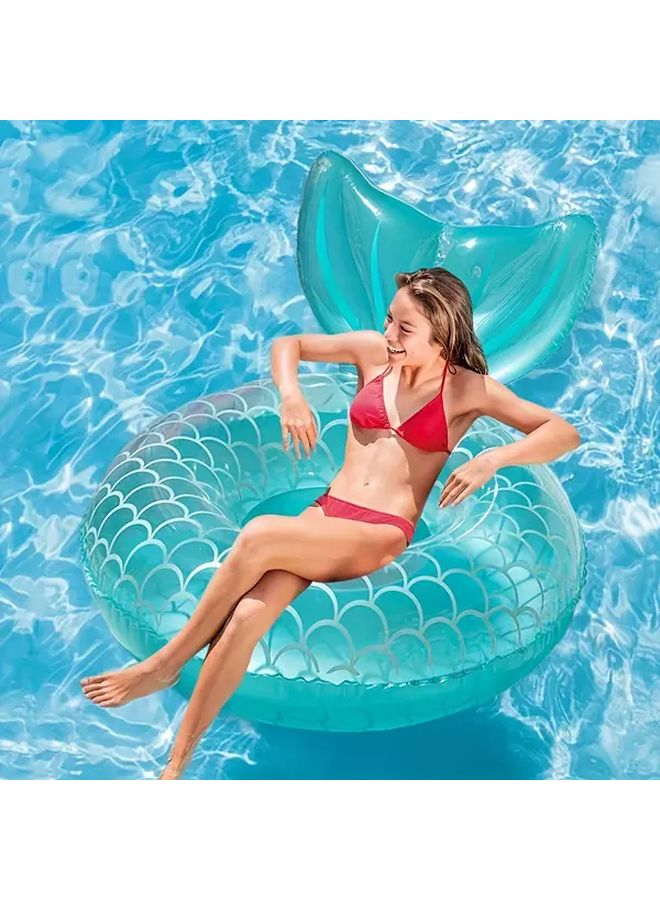 Pink Mermaid Swim Ring Inflatable Pool Float For Adults Quick Inflate Deflate Valve - Image 1