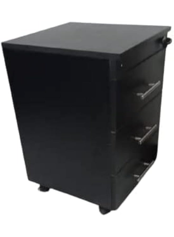 3-Drawer Mobile Wooden Unit - Durable MDF Desk Storage Cabinet on Wheels - Practical and Easy-to-Use for Office Organization
