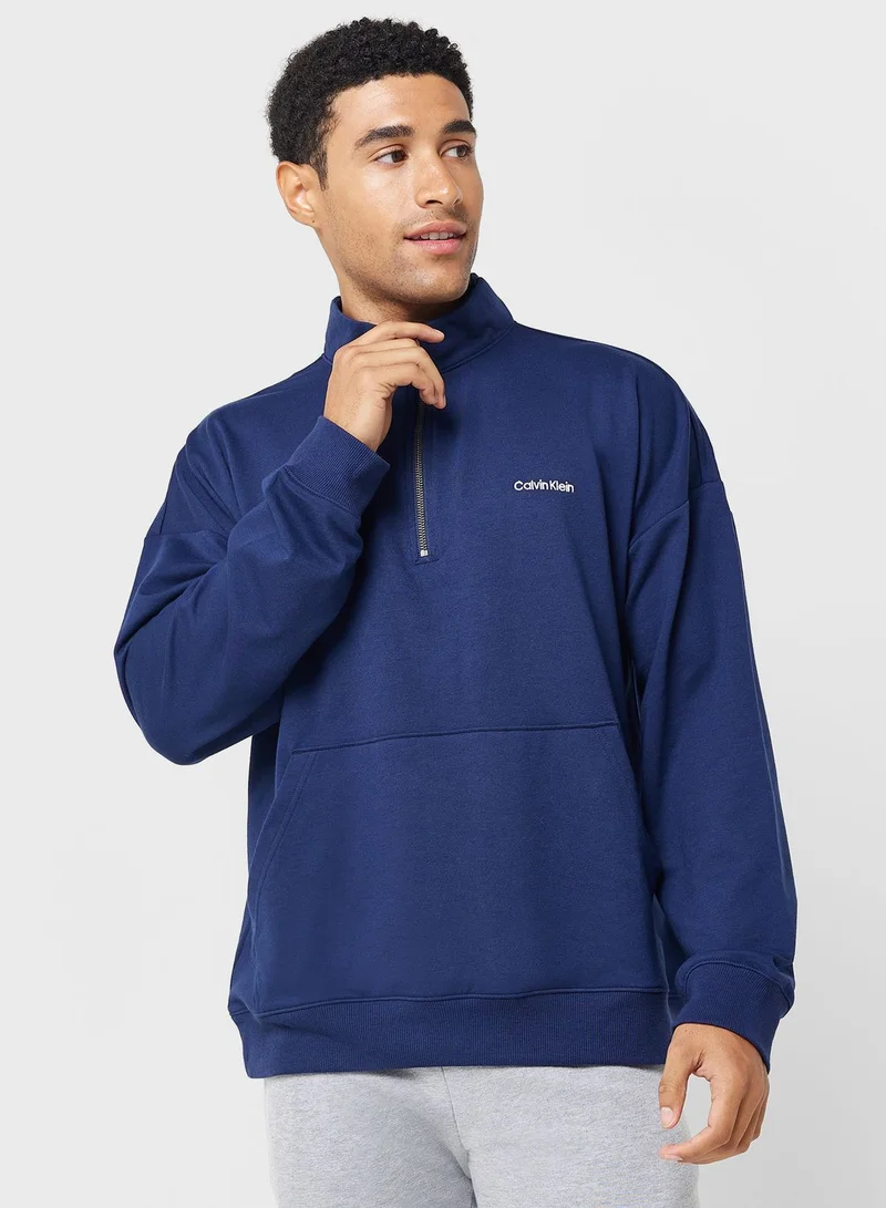 CALVIN KLEIN Logo Quarter Zippered Sweatshirt