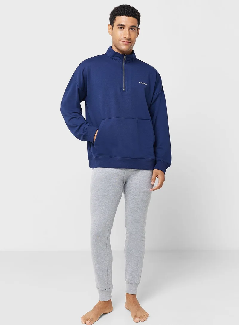 CALVIN KLEIN Logo Quarter Zippered Sweatshirt