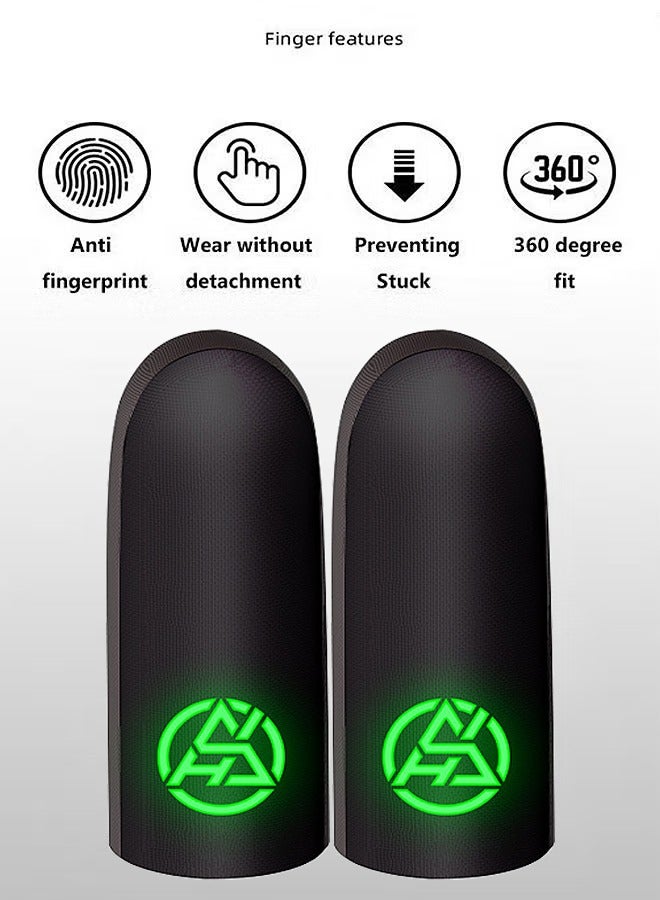 HS One Pair Ultra Thin Material Zero Touch Extremely Sensitive Gaming Finger Covers Silver Fiber Anti-Sweat Breathable Touch Screen Finger Sticker Mobile Gaming Finger Gloves With Storage Box, Black - Image 2