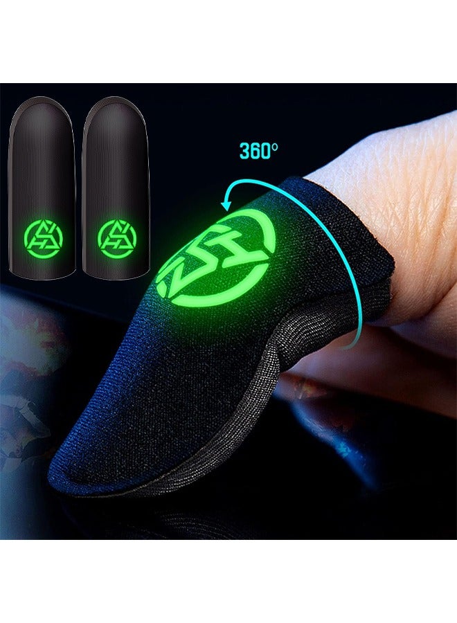 HS One Pair Ultra Thin Material Zero Touch Extremely Sensitive Gaming Finger Covers Silver Fiber Anti-Sweat Breathable Touch Screen Finger Sticker Mobile Gaming Finger Gloves With Storage Box, Black - Image 3