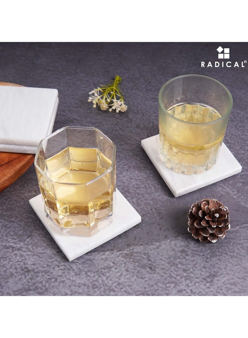 RADICALn Set of 6 White Marble Drink Coasters | Square Shape | Handmade Table & Home Décor - Image 5