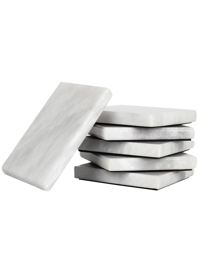 RADICALn - Coaster Set of 6 Handmade Marble 3.5 Inch Bar Drink Cup Pad, Coffee Mug Coasters Set for Kitchen - Ideal Pot Mat Monogrammed Felt Drinks Tea Absorbent Spoon Rest Coaster plates - Non Plastic Non Wood - Image 1