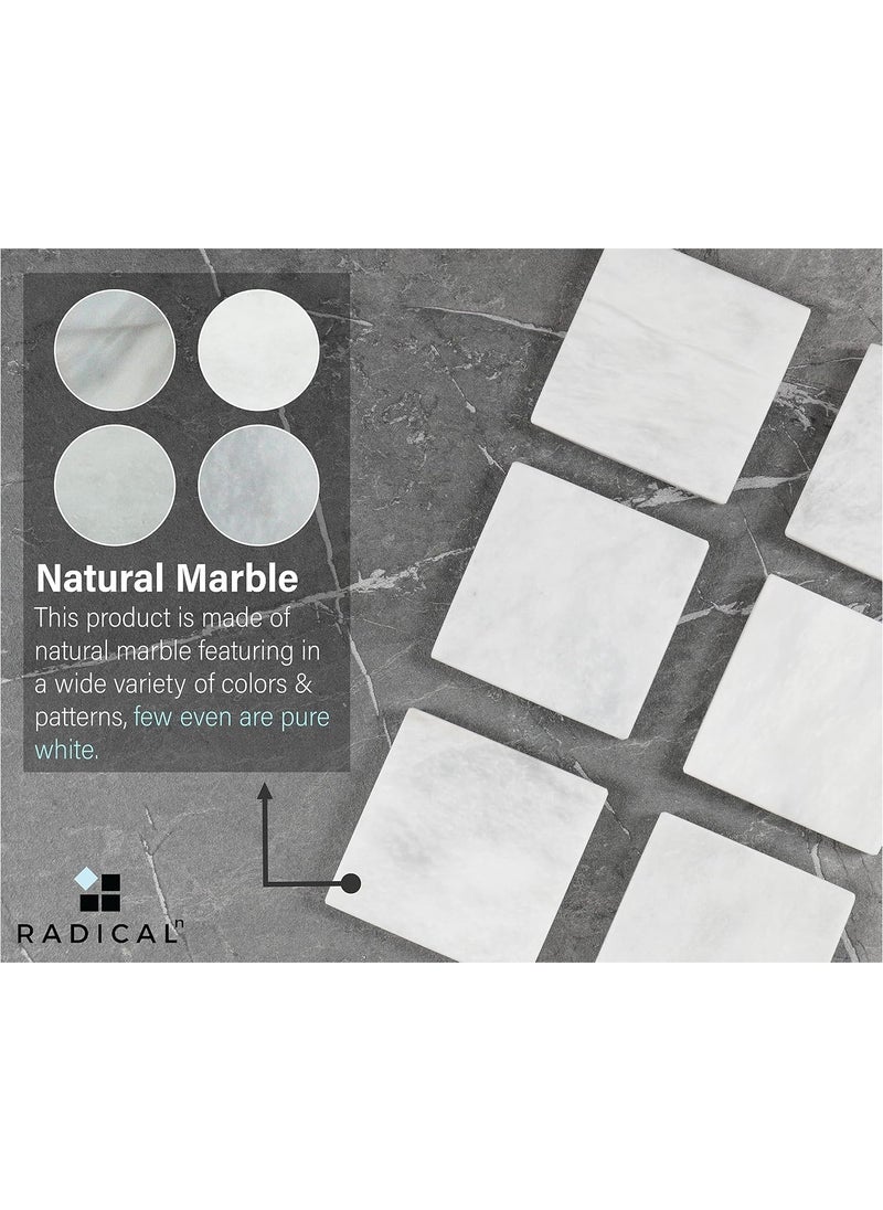 RADICALn - Coaster Set of 6 Handmade Marble 3.5 Inch Bar Drink Cup Pad, Coffee Mug Coasters Set for Kitchen - Ideal Pot Mat Monogrammed Felt Drinks Tea Absorbent Spoon Rest Coaster plates - Non Plastic Non Wood - Image 1