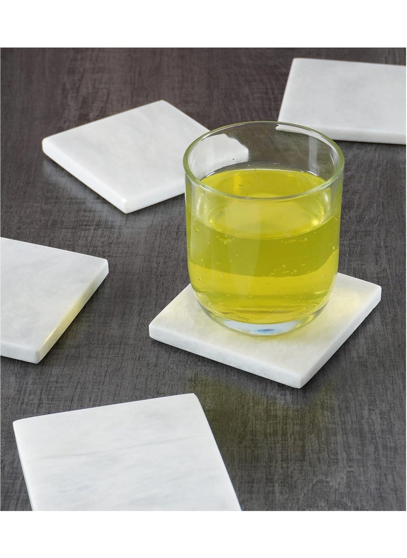 RADICALn - Coaster Set of 6 Handmade Marble 3.5 Inch Bar Drink Cup Pad, Coffee Mug Coasters Set for Kitchen - Ideal Pot Mat Monogrammed Felt Drinks Tea Absorbent Spoon Rest Coaster plates - Non Plastic Non Wood - Image 1