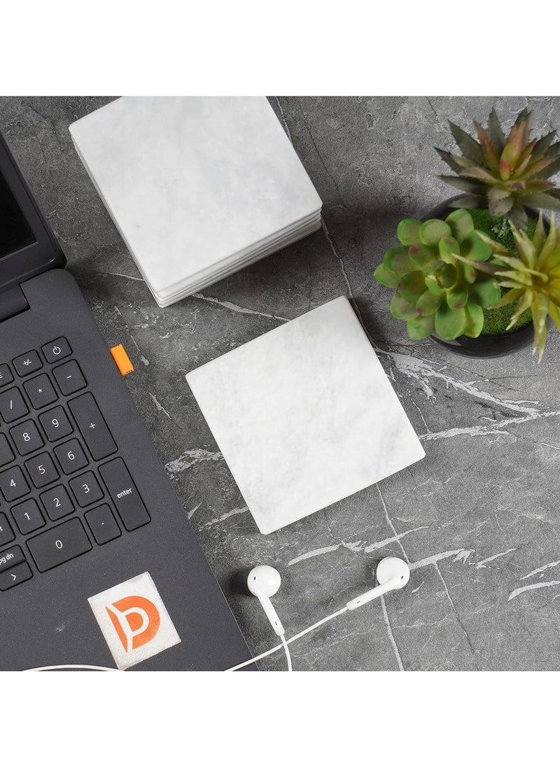 RADICALn - Coaster Set of 6 Handmade Marble 3.5 Inch Bar Drink Cup Pad, Coffee Mug Coasters Set for Kitchen - Ideal Pot Mat Monogrammed Felt Drinks Tea Absorbent Spoon Rest Coaster plates - Non Plastic Non Wood - Image 1