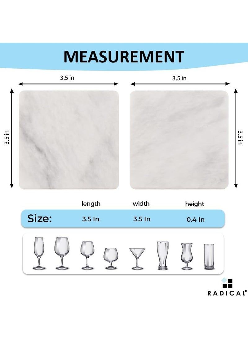 RADICALn - Coaster Set of 6 Handmade Marble 3.5 Inch Bar Drink Cup Pad, Coffee Mug Coasters Set for Kitchen - Ideal Pot Mat Monogrammed Felt Drinks Tea Absorbent Spoon Rest Coaster plates - Non Plastic Non Wood - Image 1
