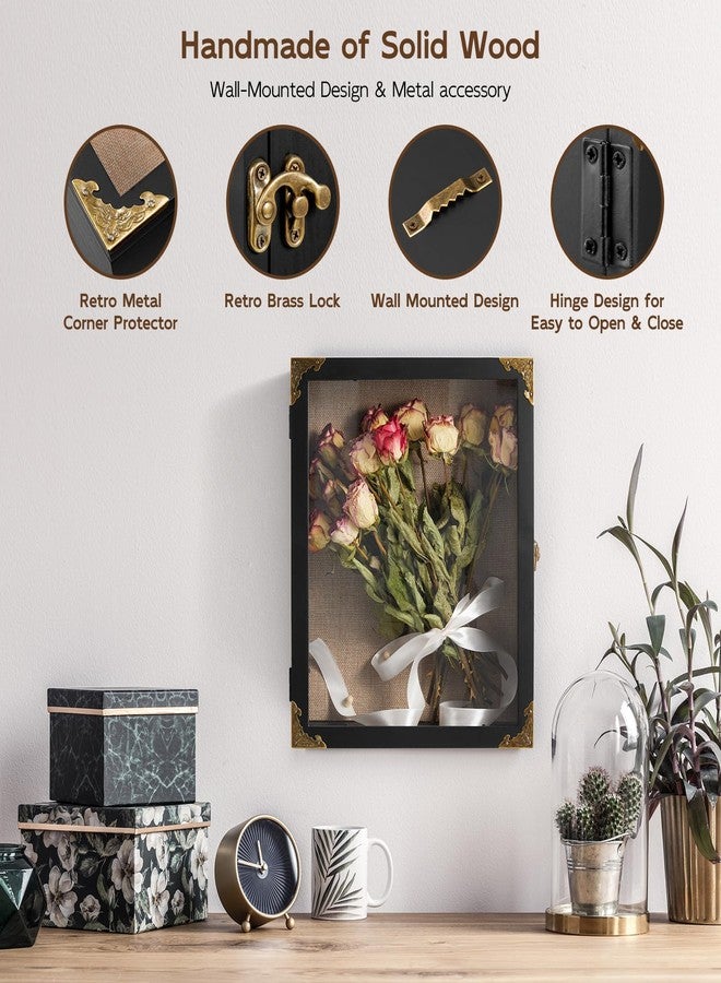 BWODYAY Deep Shadow Box,11x13-inch Shadow Boxes Display Cases, Large Shadow Box Frame, 4-inche Interior Deep Display Cases, Black Wooden Memory Boxes for Bridal Bouquets, Keepsakes - Image 4