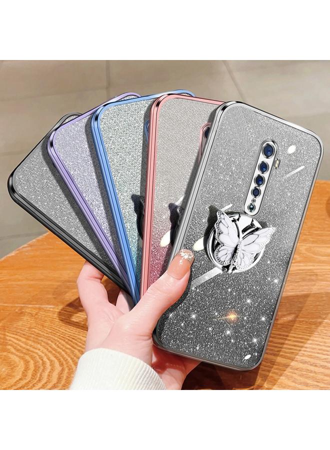 S-TOP Case For OPPO Reno2 Plated Gradient Glitter Butterfly Holder TPU Phone Case - Image 2