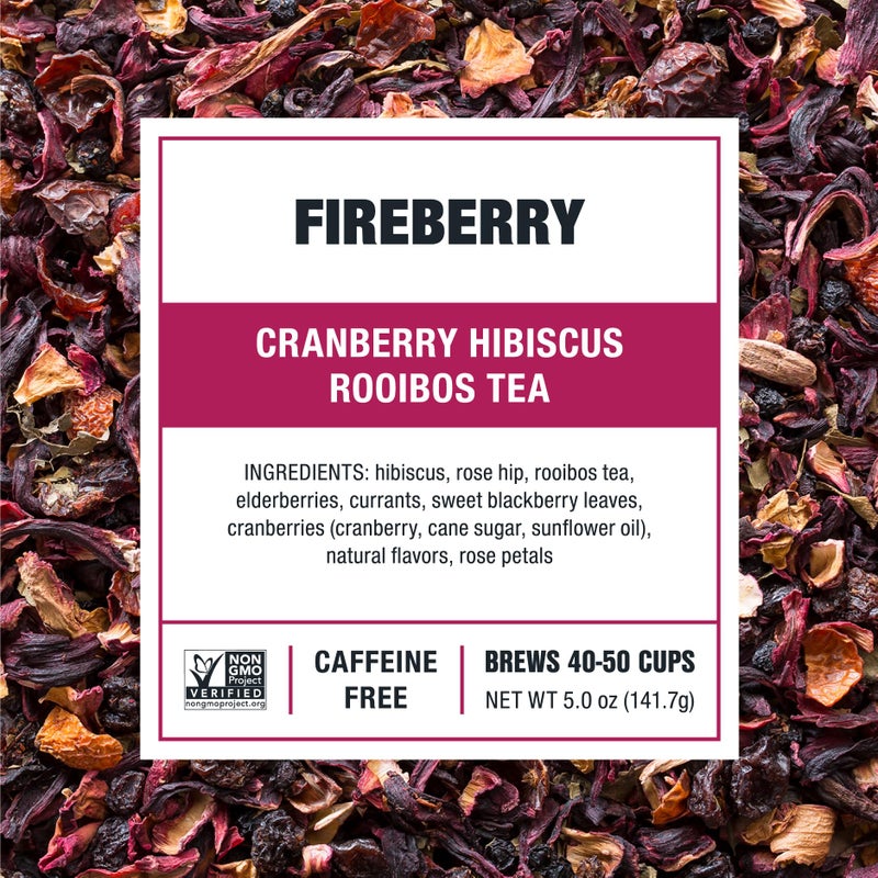 Tiesta Tea - Cranberry Hibiscus Rooibos Tea, Fireberry, Loose Leaf Herbal Tea Blend with Hibiscus and Cranberry, Currants, Rooibos Tea, Enjoy Hot or Iced, 50 Cups in Resealable Pouch - 5 Ounce - Image 3