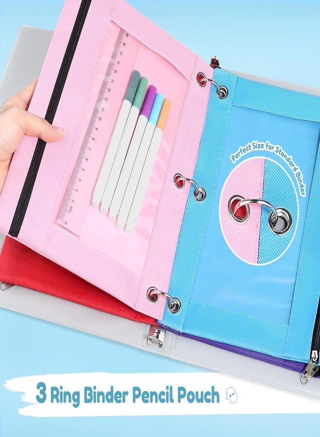 SUNEE Pencil Pouch for 3 Ring Binder, Pencil Bag for Binder with Zippers, Purple Pencil Case for Students Organizer, Purple - Image 4