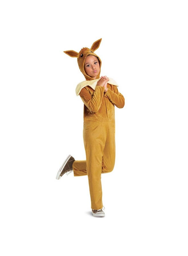 Disguise Eevee Pokemon Kids Costume, Official Pokemon Hooded Jumpsuit with Ears,Classic Size Medium (7-8) - Image 1