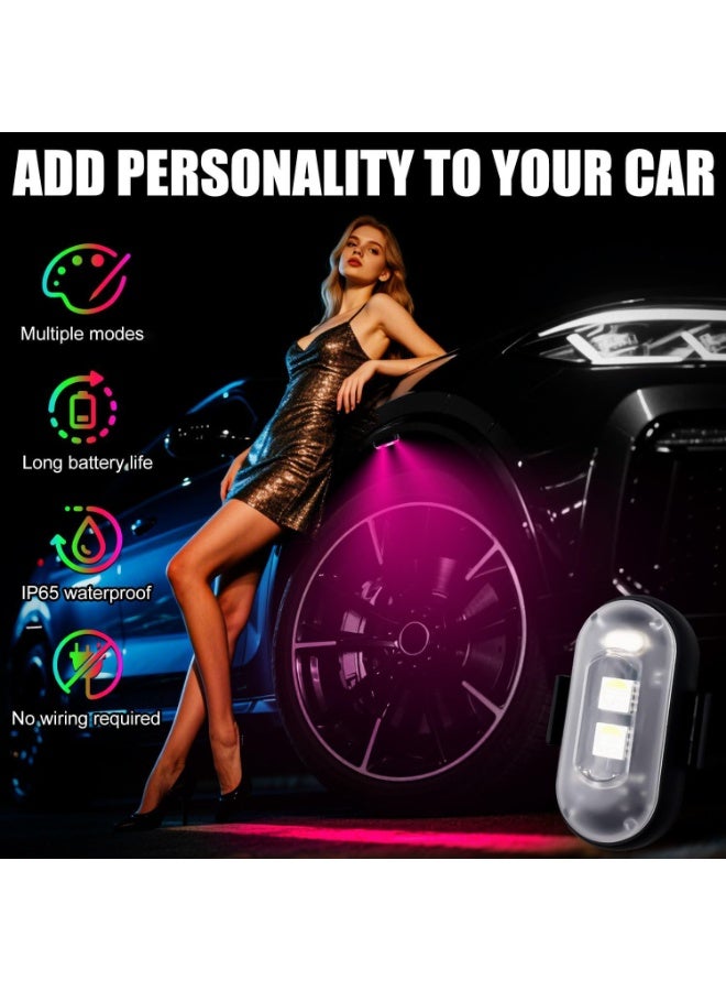 OSHIMA 4 Pcs Rock Lights Wireless, Car Wireless Led Lights with Remote Control multi-mode, Colorful Strobe Light, Warning Flashing Lights for Car, Drone, Motorcycle, Bike - Image 2