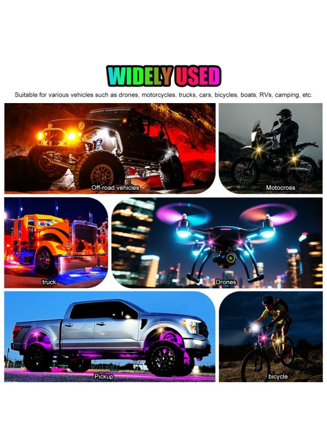 OSHIMA 4 Pcs Rock Lights Wireless, Car Wireless Led Lights with Remote Control multi-mode, Colorful Strobe Light, Warning Flashing Lights for Car, Drone, Motorcycle, Bike - Image 5