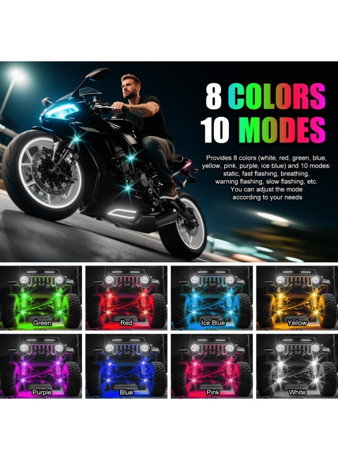OSHIMA 4 Pcs Rock Lights Wireless, Car Wireless Led Lights with Remote Control multi-mode, Colorful Strobe Light, Warning Flashing Lights for Car, Drone, Motorcycle, Bike - Image 4