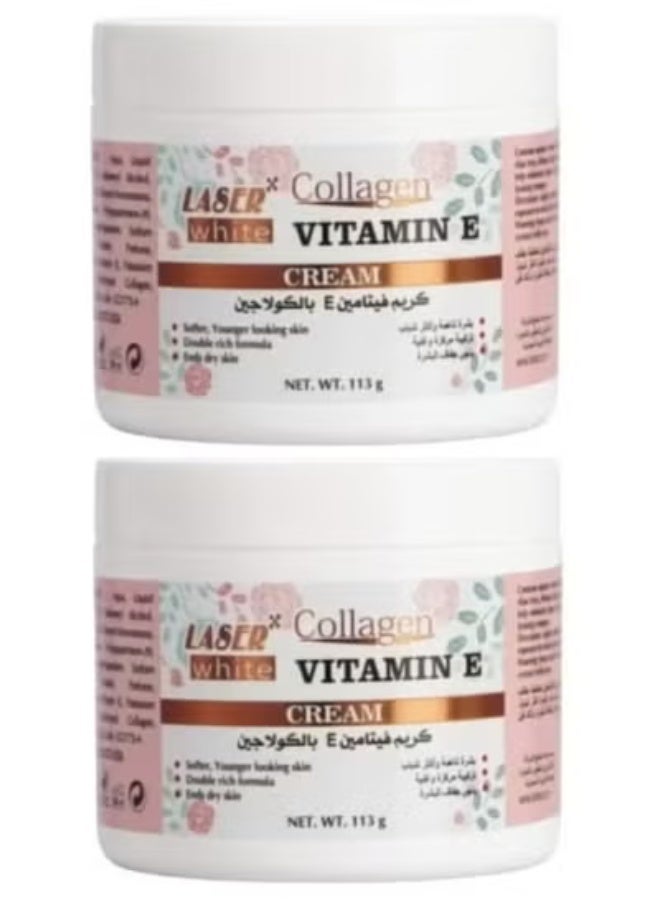 laser white 2Pcs of Vitamin E Cream With Collagen Moisturizing And Softening Skin 113 GRAMS - Image 1